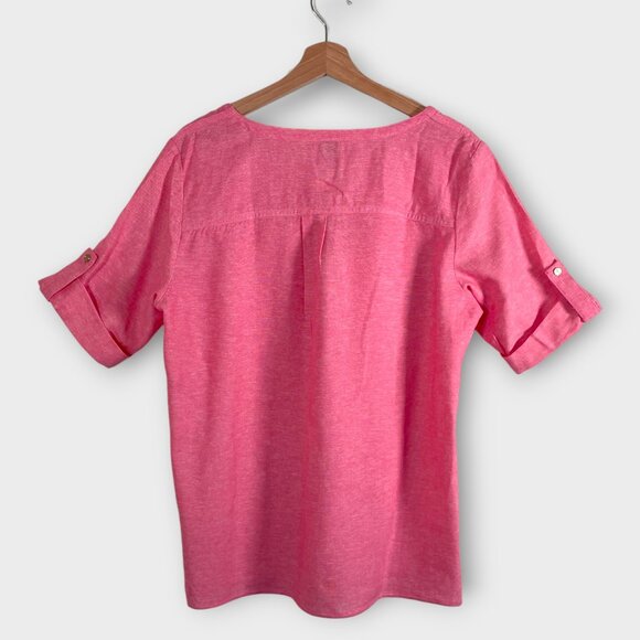 Anne Klein Top MEDIUM Red Casual Short Sleeve - Picture 2 of 8